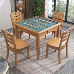 实木麻将桌餐桌两用手搓简易家用象棋桌折叠正方形棋牌桌椅组合