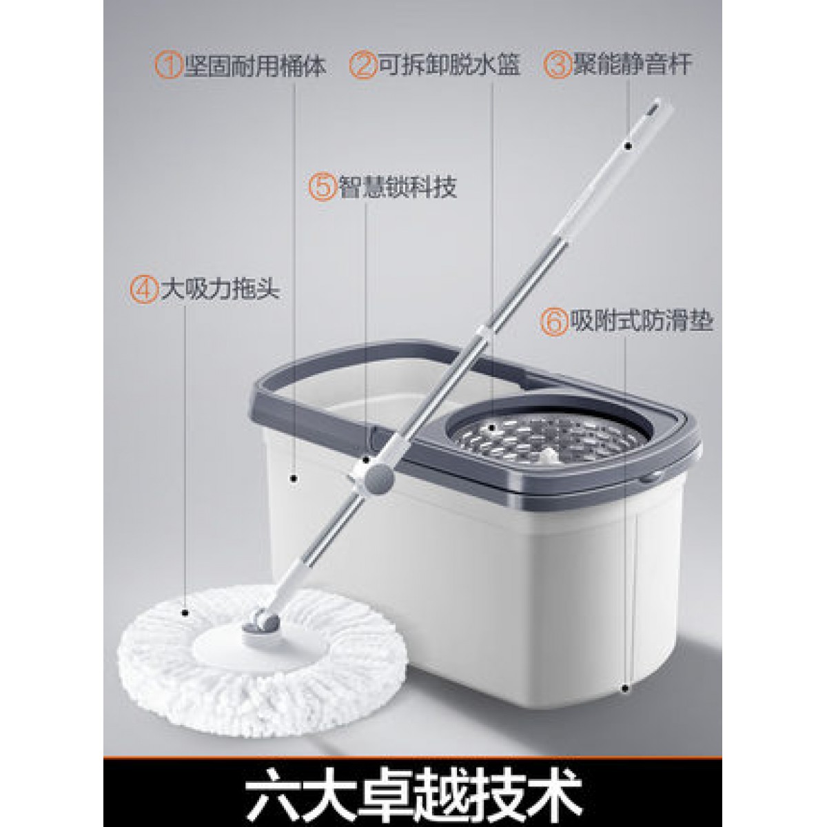 大卫拖把桶2022新款旋转通用一拖免手洗甩干家用懒人拖净拖布墩布