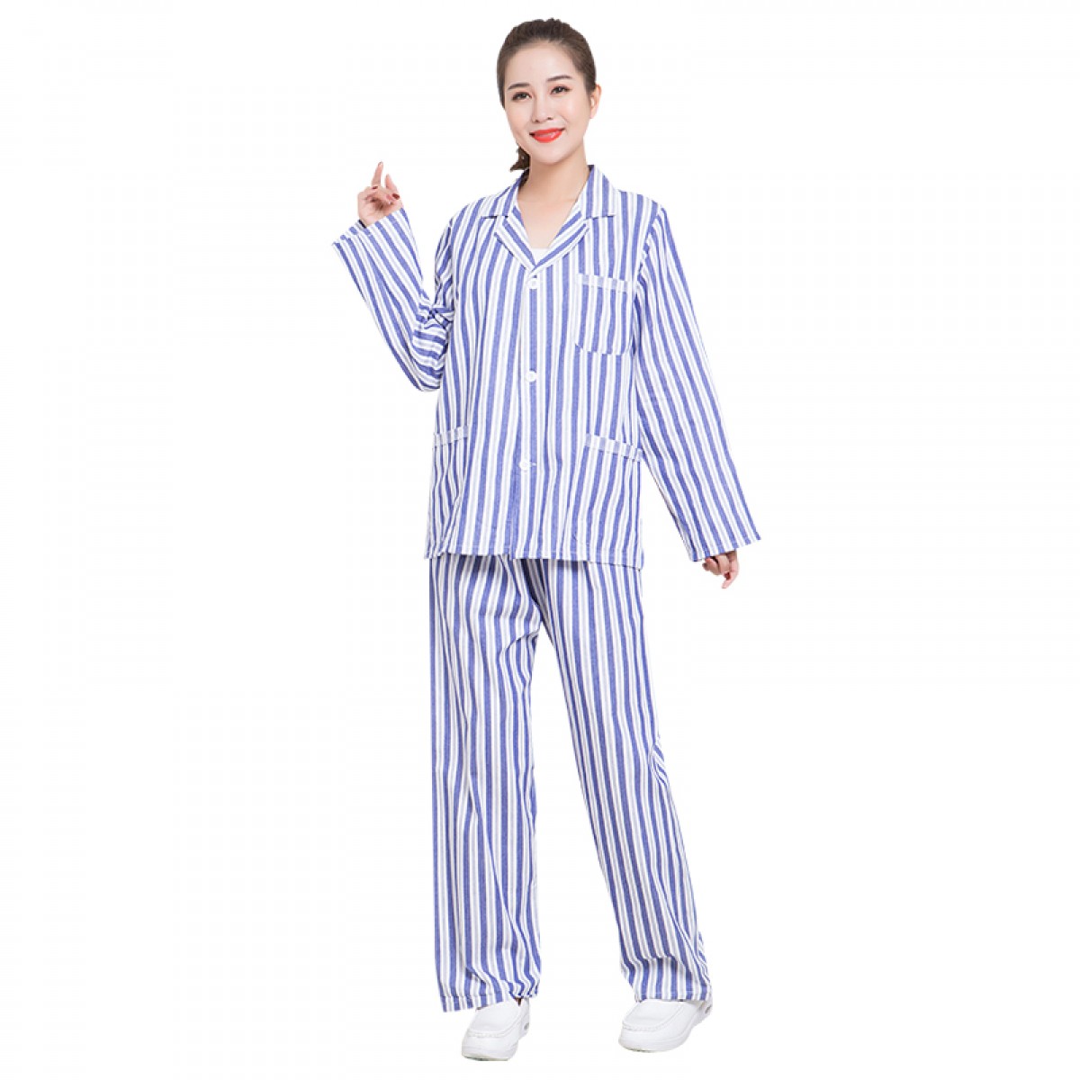 纯棉病号服病人服 分体长袖裤子