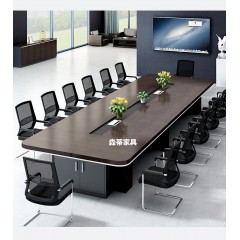时尚简约现代带柜会议桌办公家具培训桌洽谈桌会议室长条桌椅组合