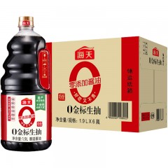整箱批特价1.9L*6瓶 海天0金标特级生抽零添加酿造酱油实惠大桶装