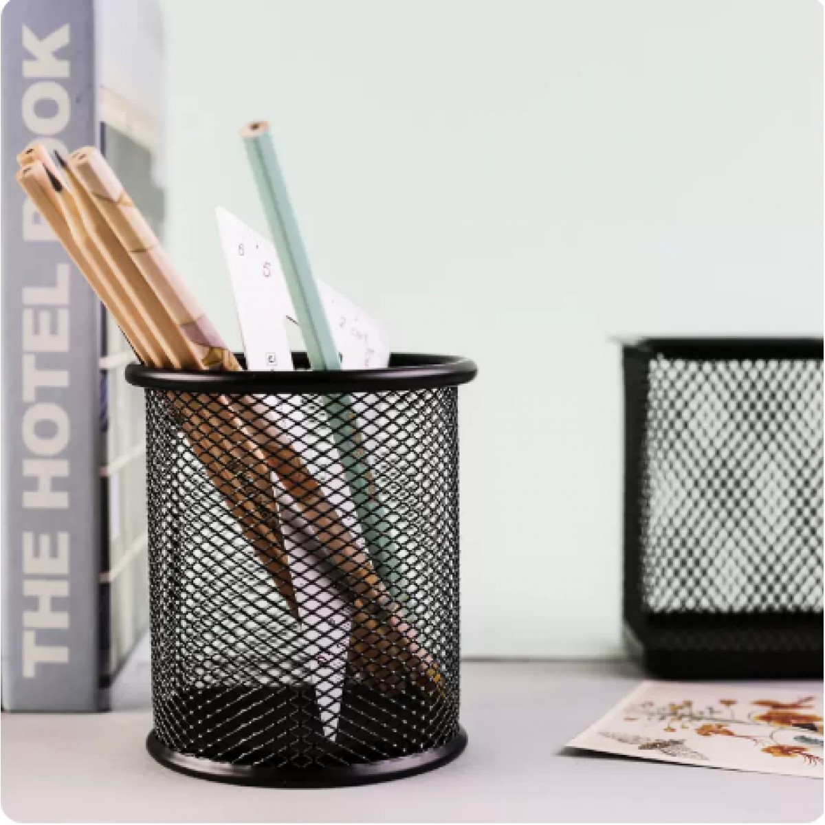 创意网格金属笔筒简约桌面办公2个装