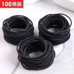100根橡皮筋黑色头绳发圈小扎头牛皮筋绑扎头发高弹力胶圈男女简约耐用