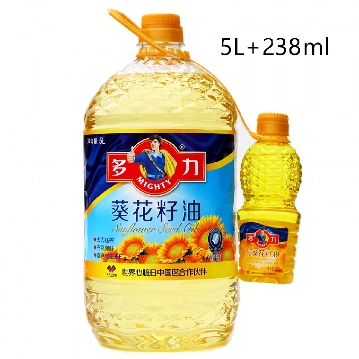 多力葵花籽食用油 5L桶+238ml