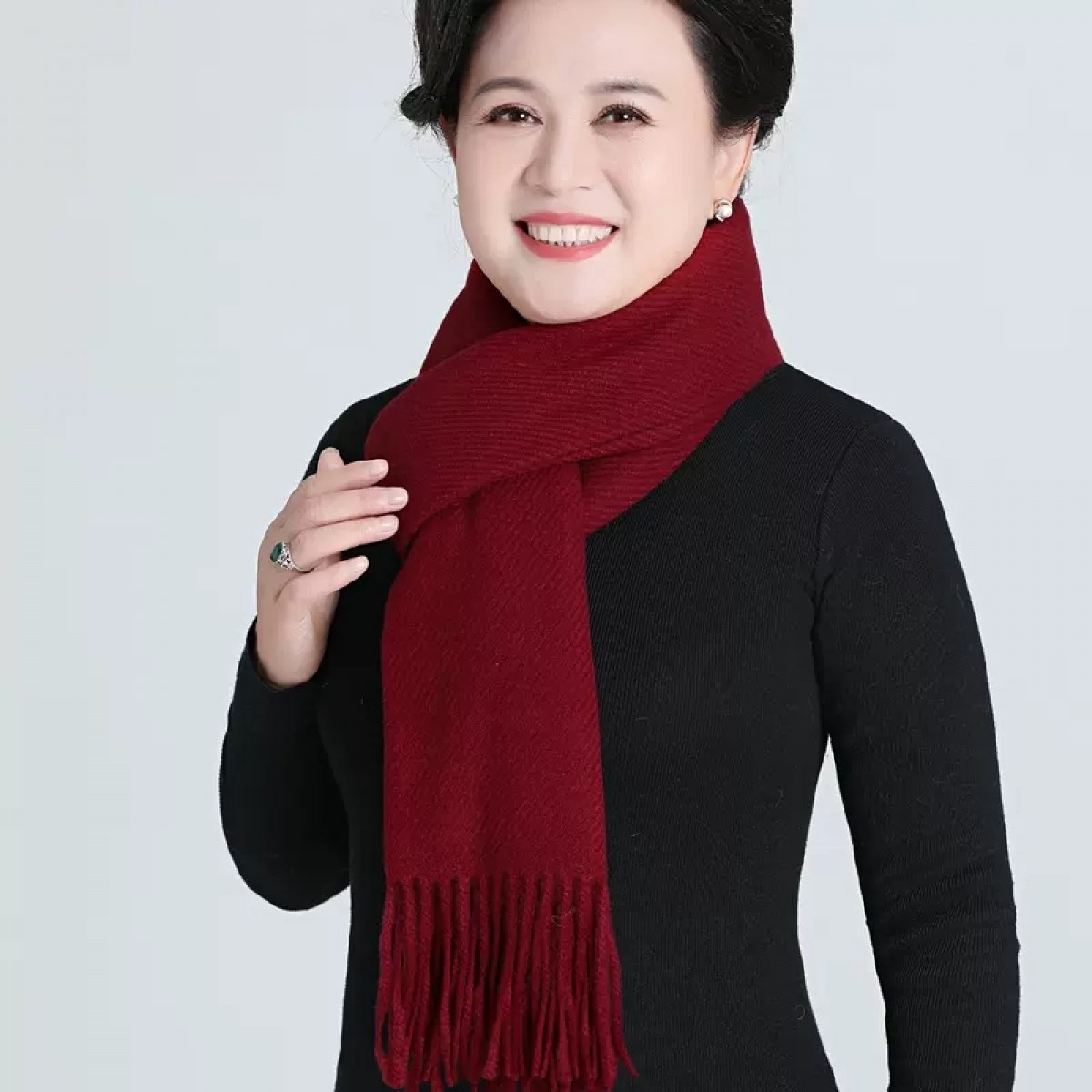 仿羊绒围巾红色/条