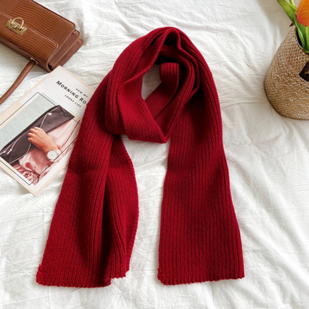 纯红色围巾/条