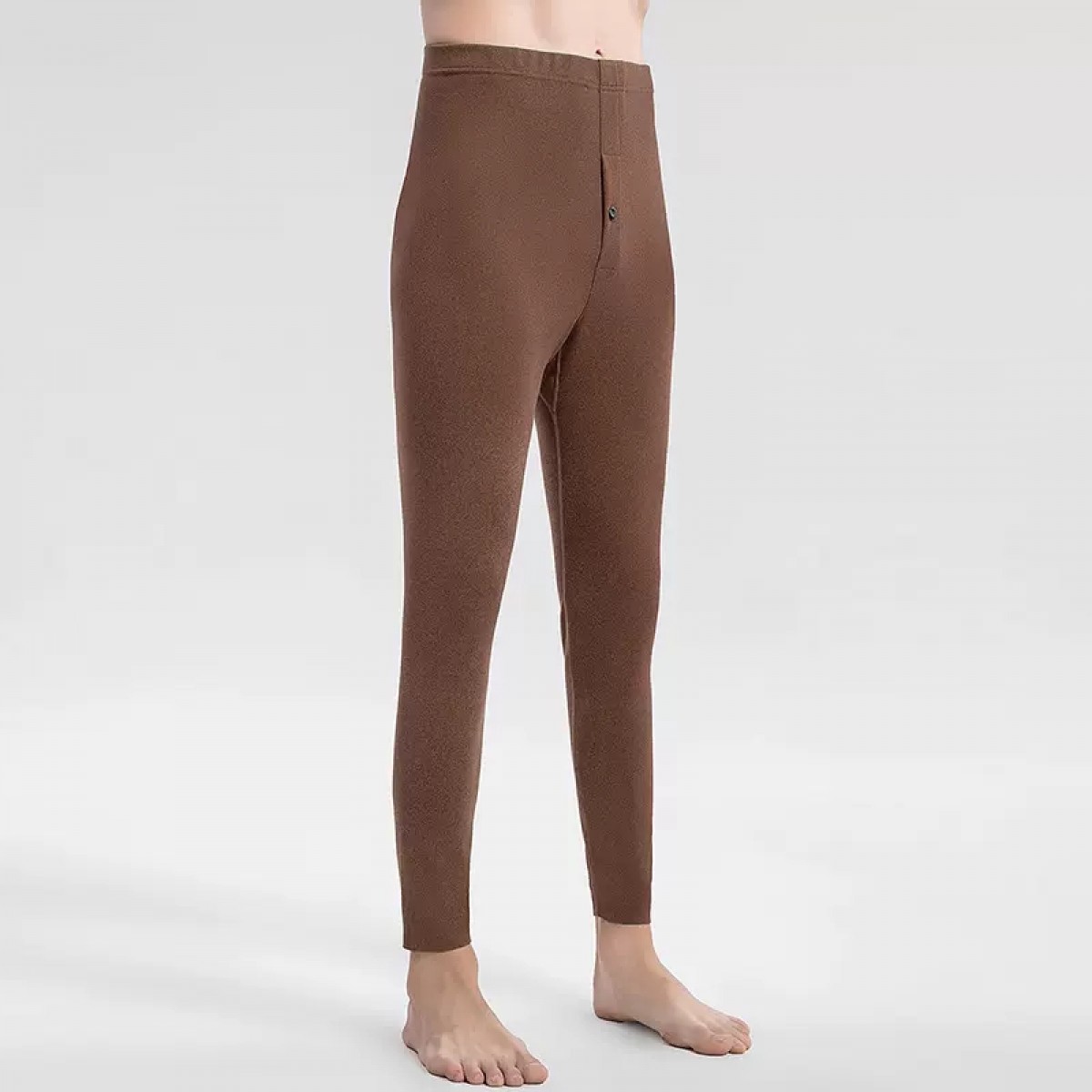 德绒秋裤男士加绒保暖裤咖啡色