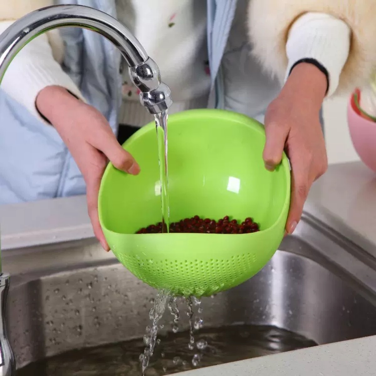 淘米洗菜控水神器1个【颜色随机/约长19cm宽18cm高8cm】