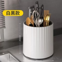 厨房旋转刀架置物架黑白款/个